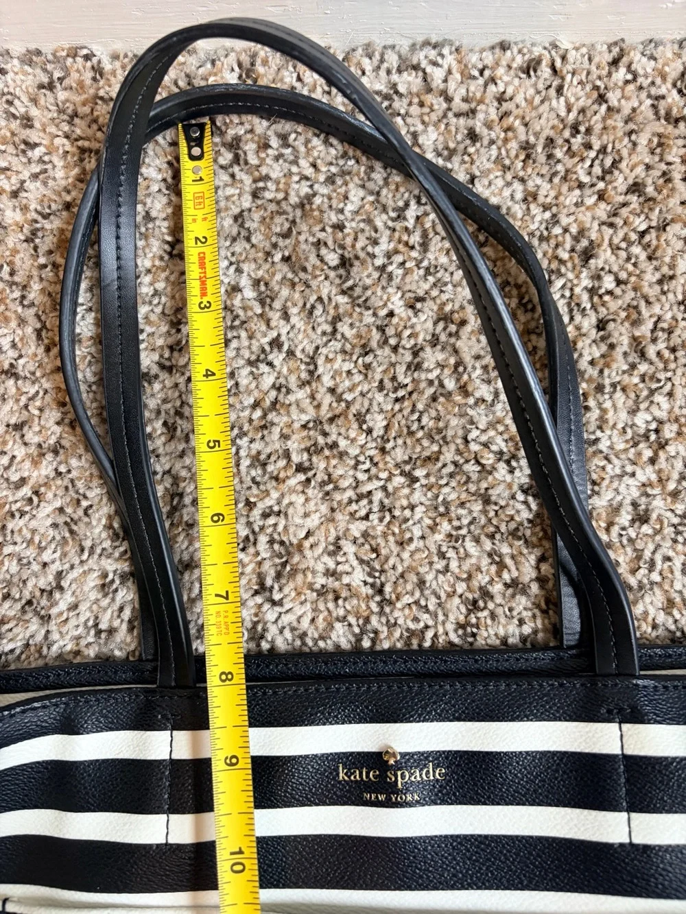 Kate Spade Outlet Hyde Lane Stripe Riley Tote — Black & White